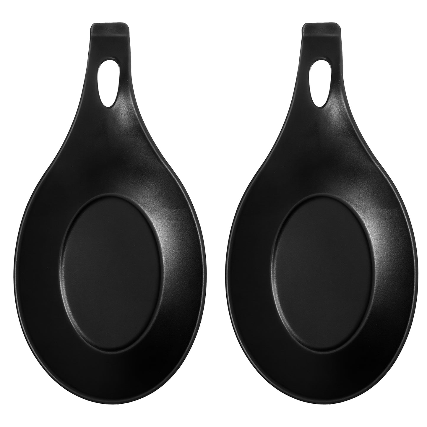 Classicseali 2pcs Spoon Holder, Silicone Spoon Rest, Heat-Resistant, Reusable Spoons Rest for Kitchens, Suitable for Wooden, Iron, Teaspoons, Kitchen Utensils, and Cutlery, Black