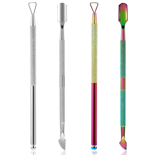 Classicseali 4PCS Cuticle Pusher Tool, Stainless Steel Lottery Scratcher Tool, 2 Style Multi-Use Lotto Scratcher Tools, for Tickets, Stickers, Labels, Films, Get Rid of the Dead Skin,Colorful, Silver