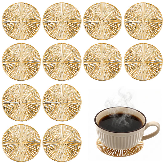 Elegaperma 10 Pcs Gold Coasters, Ultra-Soft Silent Silicone with Strong Grip Gold Coasters Set Of 10, Essential Golds Coaster for Hot and Colds Drink Protection Perfect for Home Bar Office and Café