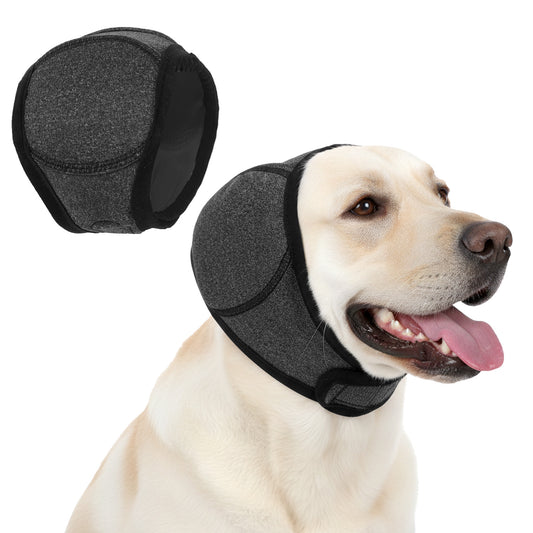 Dog Ear Protectors Defenders, Adjustable Comfortable Dog Ear Muffs for Fireworks Dogs Snood Ears Protector, Noise Cancelling Dogs Earmuffs For Bath Grooming Swimming Thunder, Gray L