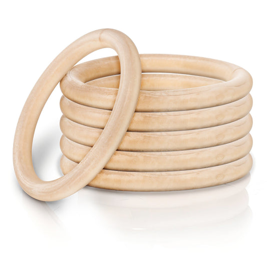 Classicseali 6pcs Wooden Rings for Macrame, 10cm/4In Wood Rings for Crafts, Unfinished Wood Ring for Party, Home Decor, DIY Crafts Macrame Knitting Pendant Connectors Jewelry Making