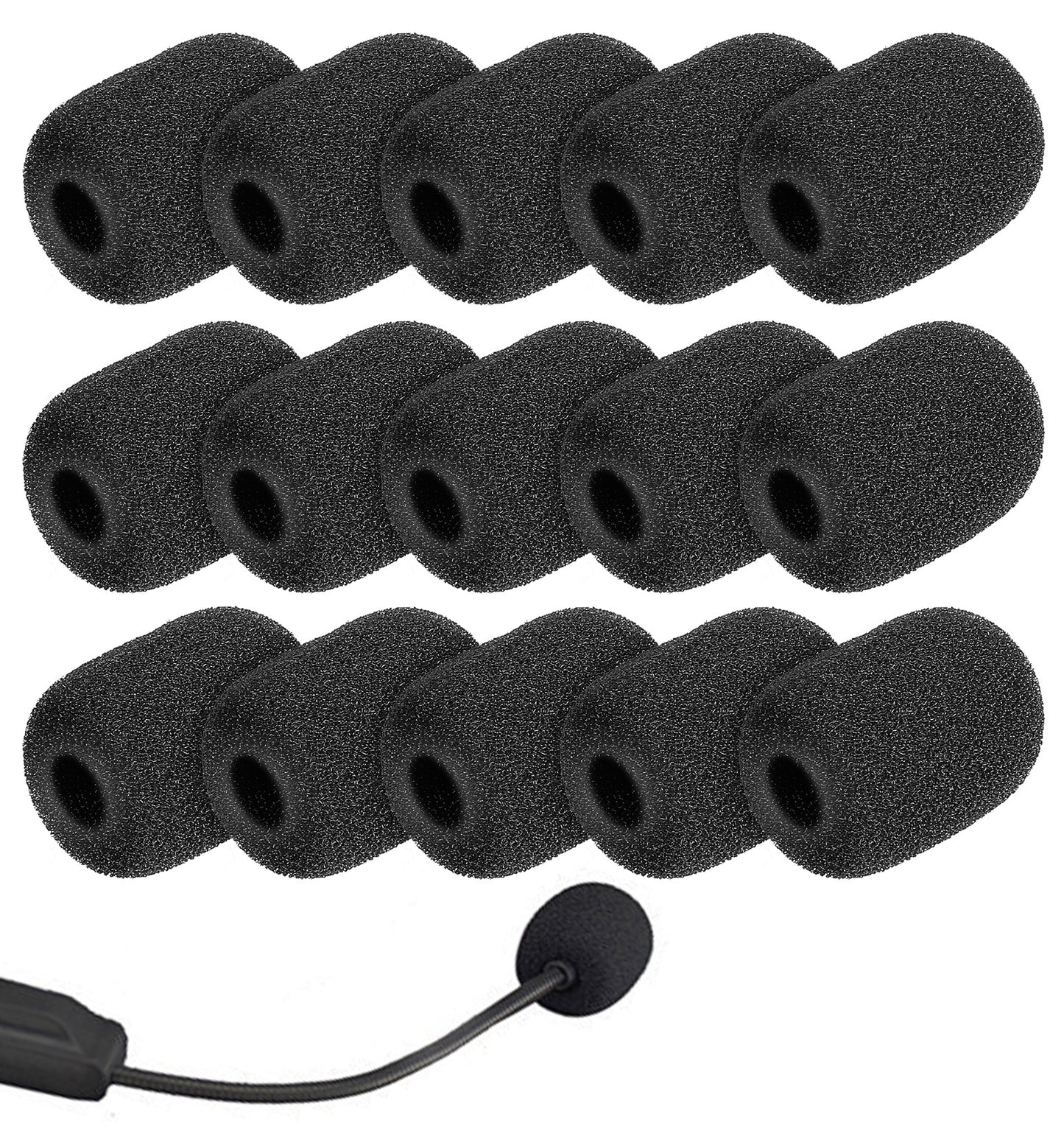 15 Pcs Mic Cover Foam, Soft Sponge Mic Windscreens, Noise Reduction & Breathable Earbud Mic Cover for Headset, Gaming Mic, Meeting & Recording Device