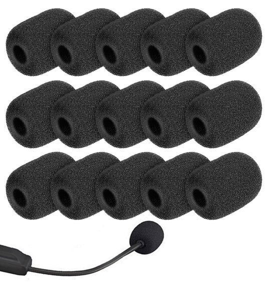 15 Pcs Mic Cover Foam, Soft Sponge Mic Windscreens, Noise Reduction & Breathable Earbud Mic Cover for Headset, Gaming Mic, Meeting & Recording Device