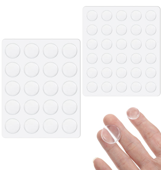 50PCS Door Pads Stop Slamming, 2 Sizes Self-Adhesive Clear Round Glass Table Top Bumpers for Drawer Cabinet (22 X 5mm & 15 X 3mm)