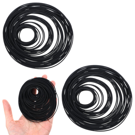 Classicseali 150pcs Cassette Drive Belts, Black Rubber Turntable Belts, Record Player Belt Replacement 20-120mm, Repair Hybrid Flat Cassette VCR Belt, for DVD CD LD VCR Repeater Drive 1mm Width