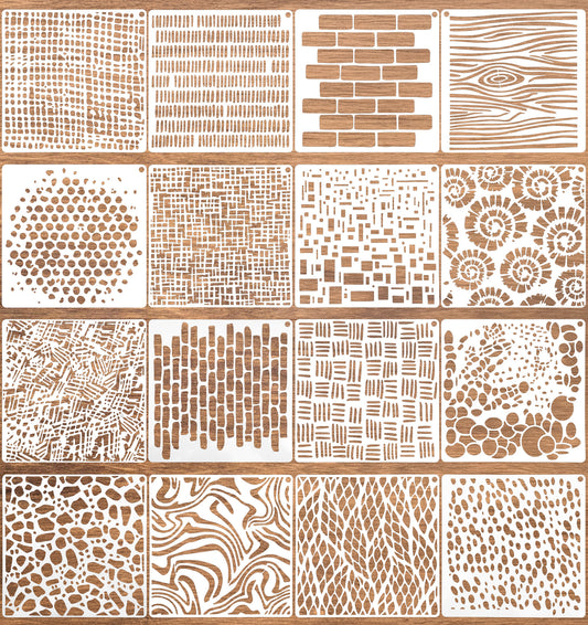 16Pcs Stencils for Painting, Stencils for Crafts Reusable on Wood, Furniture, Canvas & Rocks, Geometric Templates for Card Making, Cake Decorating & DIY Crafts
