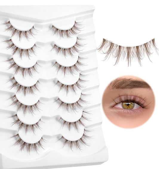 7 pairs of brown manga eyelashes, natural fake eyelashes, manga anime cosplay, Korean makeup