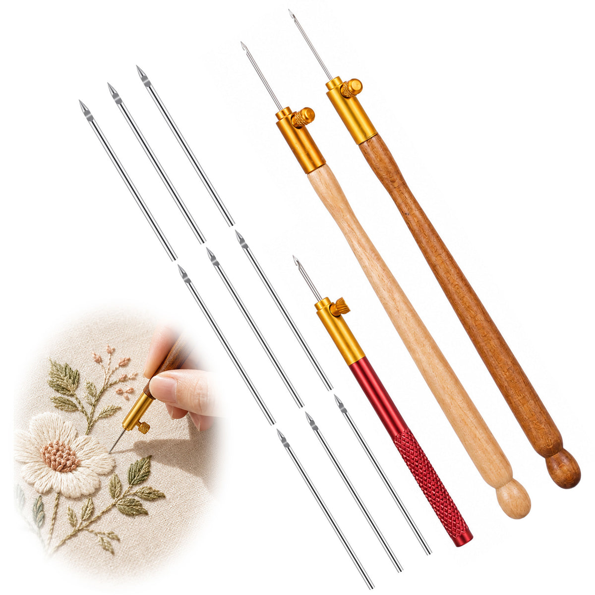 Elegaperma 3Set Tambour Embroidery Kit, Tambour Hook Kit,Tambours Needle