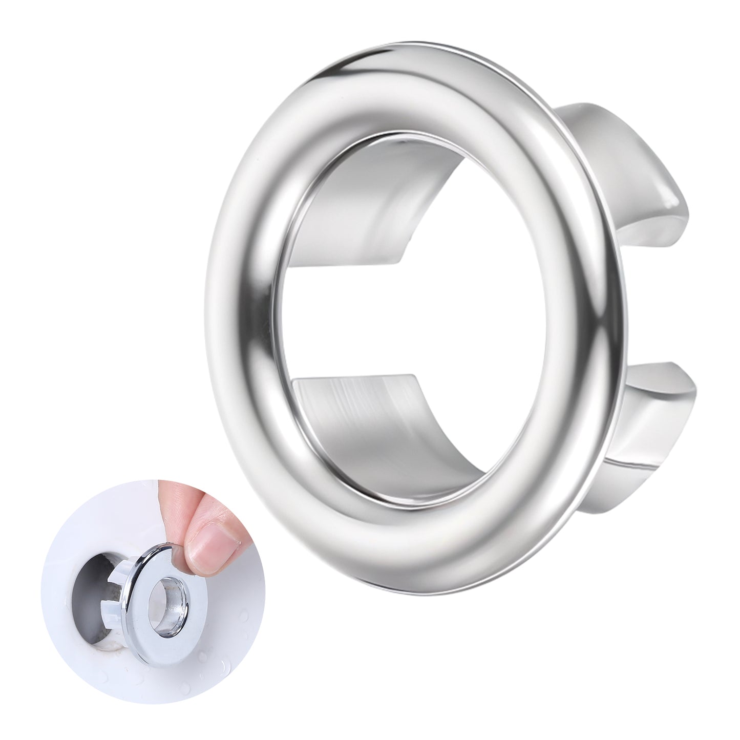 Oruola 4pcs Sink Overflow Cover,Sink Overflow Ring,Silver Overflow Sink Hole Cover,ABS Bathroom Sink Overflow Cover,Decorative Bath Overflow Hole Cover for Sink Hole with Ø 22-24 mm Opening