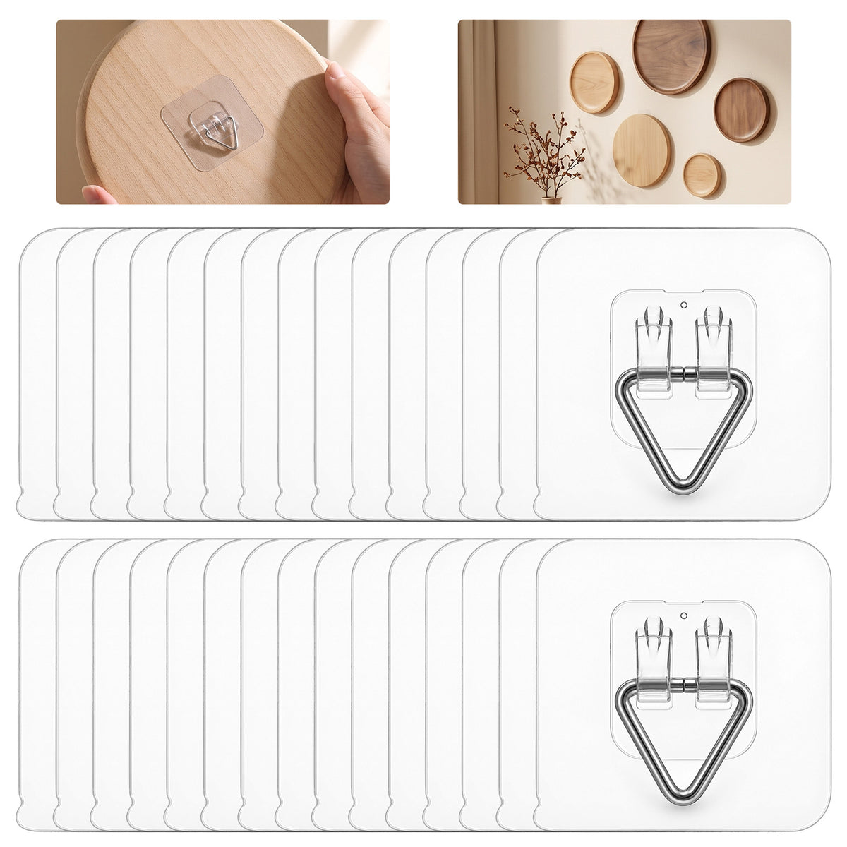 Elegaperma 30Pcs Disc Adhesive Plate Hanger, Self Adhesive Picture Hooks