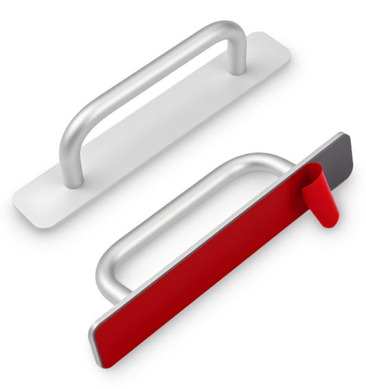 ValueBargain 2PCS Stick on Handles, Adhesive Handle No Drill Pull for Cabinet Drawer Sliding Closet Window Door Kitchen Bathroom (Silver)