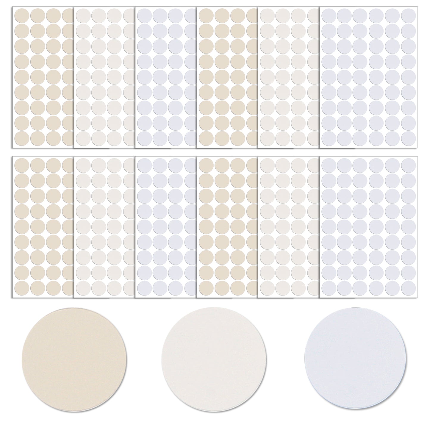 Oruola 648 Pcs White Screw Covers,Self-Adhesive Screw Hole Covers, Screws Cover Stickers Ø 21 mm for Furniture, Cabinets & Shelves, 3 Colors