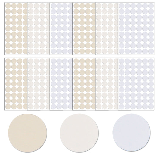 Oruola 648 Pcs White Screw Covers,Self-Adhesive Screw Hole Covers, Screws Cover Stickers Ø 21 mm for Furniture, Cabinets & Shelves, 3 Colors