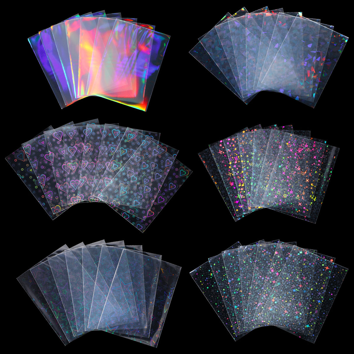 Elegaperma 300Pcs Photocard Sleeve Holographic with Laser Flashing Design