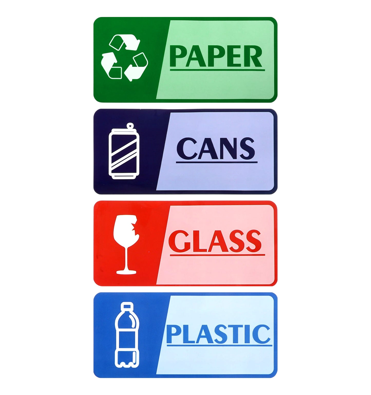 FRCTLNKG 4 Pcs Recycle Stickers for Bins, Waterproof Self-Adhesive Recycle Bin Stickers, Fade-Resistant Trash Can Recycle Bin Sticker for Home Office, Apartment Hotel, and School Waste