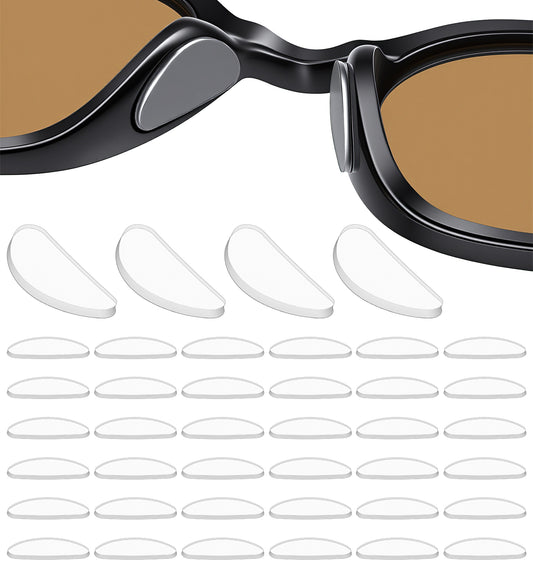 40PCS Silicone Nose Pads for Glasses, Adhesive Anti-Slip Glasses Nose Pads Silicone, Clear 1mm Replacement Padsfor Eyeglasses & Sunglasses (1.9 * 0.8 cm)