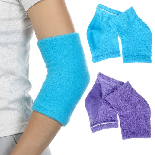 Classicseali 2 Pairs Elbow Protector, Elbow Protector Beauty Gel Moisturizing, Elbows Protectors for Elderly, for Moist Chapped Dry Skin Care, Cover Heel Socks, Elbows Sleeves,Blue & Purple