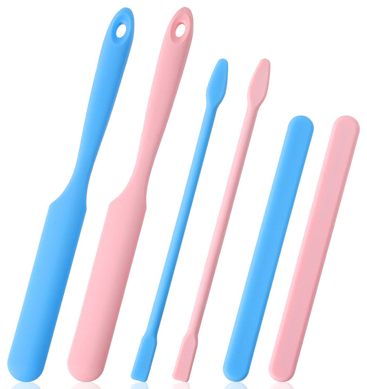 6PCS Small Silicone Spatula, Colorful Skinny Spatula Set, Long Silicone Spatulas for Baking Mixing Kitchen Waxing (2 Color and 3 Styles)