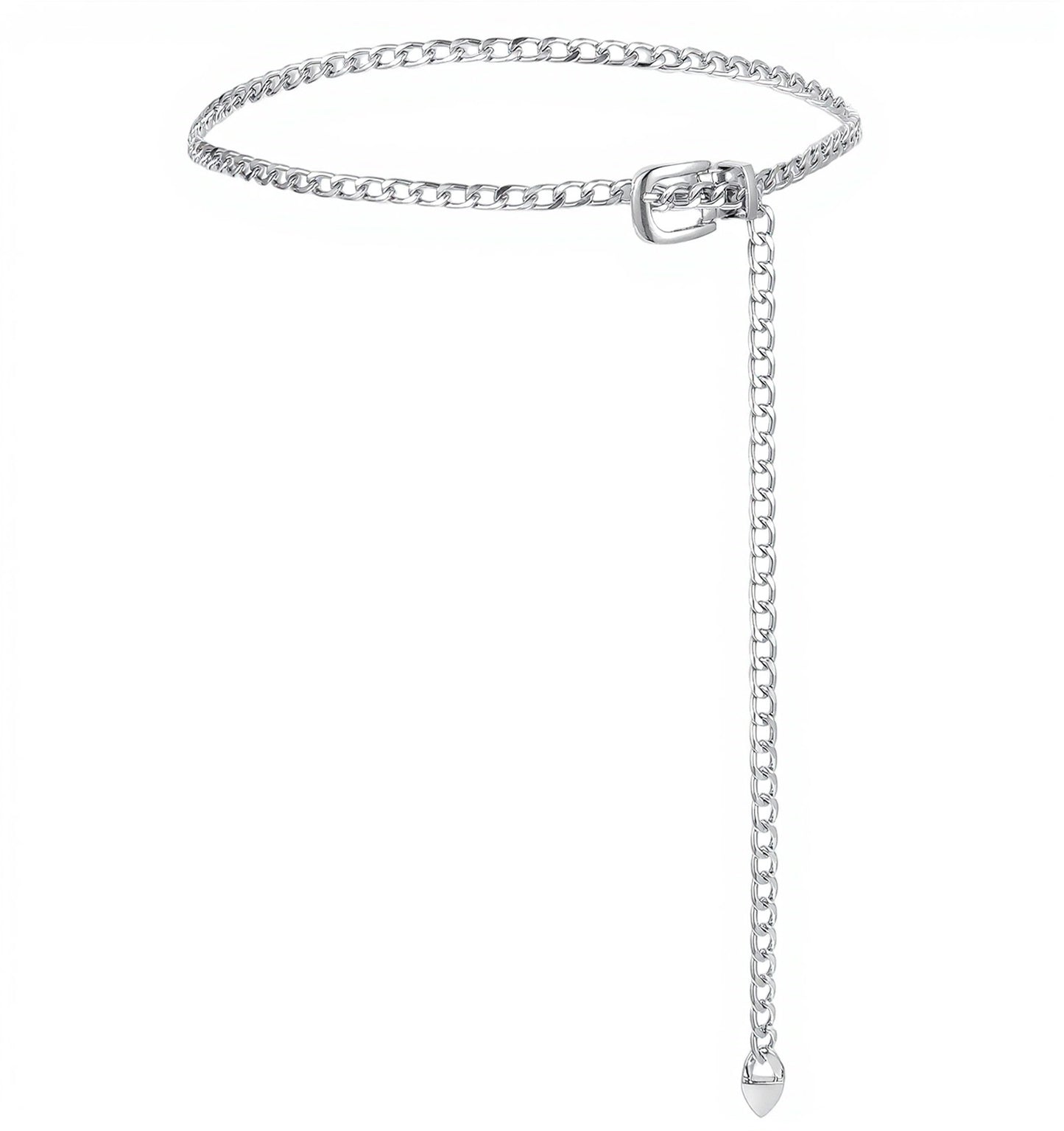 ValueBargain Silver Chain Belt, Adjustable Metal Belt for Women, Metal Thin Waist Chain Ideal for Dresses & Jeans, Fashionable Style, Waist Size 32-37 Inches