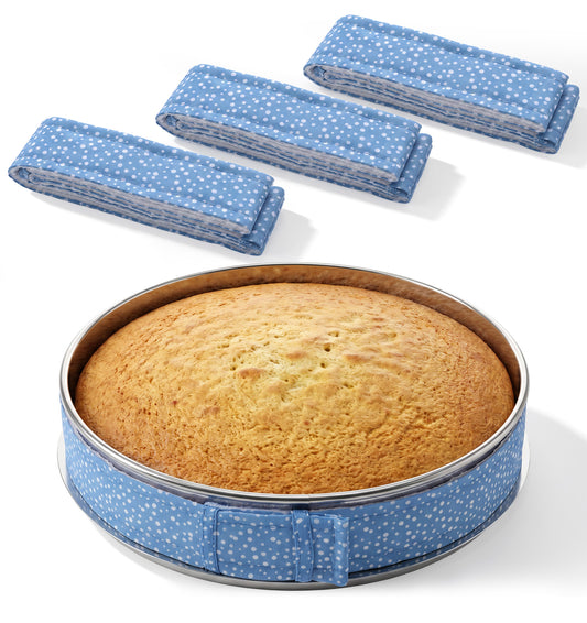 3 Pcs Cake Strips, Cake Strips for Even Baking Absorbent Thick Cotton Cake Strips to Prevent Over-Browning (Blue)