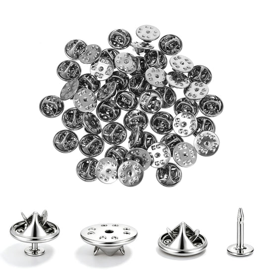50 Pairs Pin Backs, Pin Backs for Badges(Black)