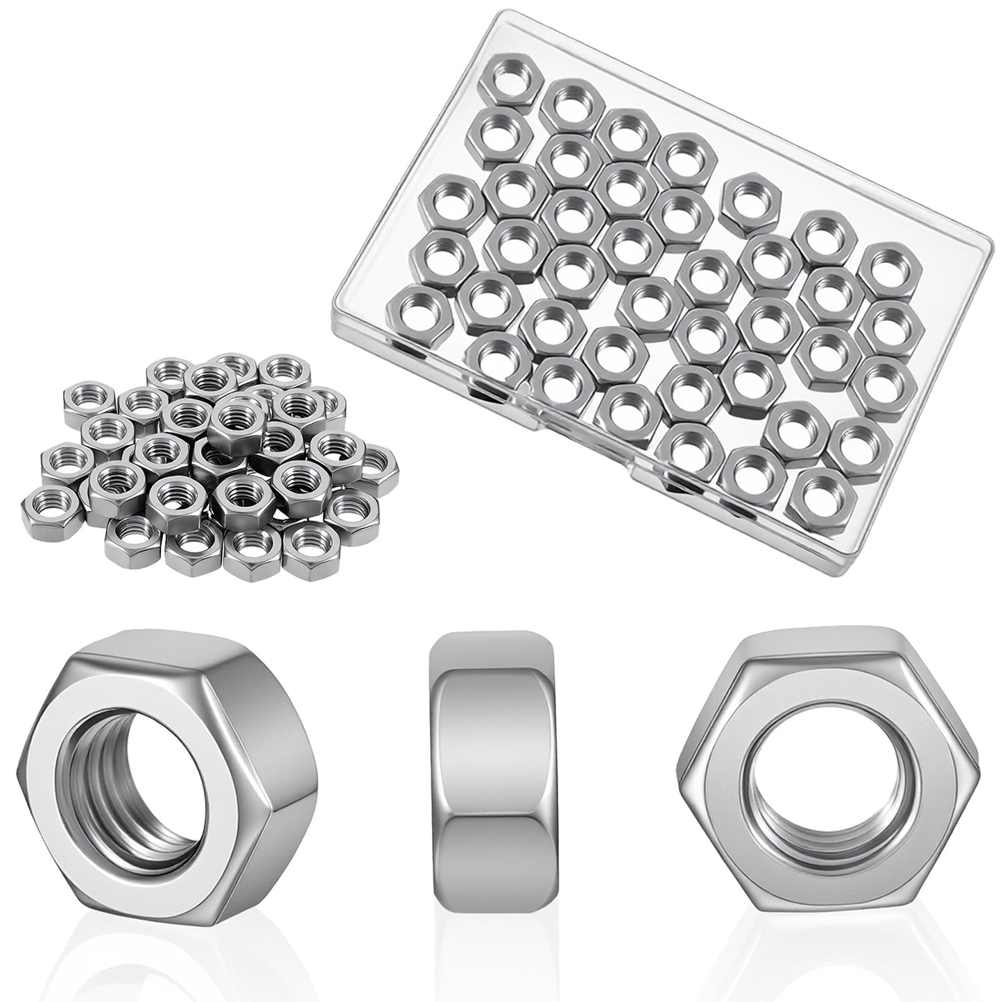 Guduling 40 Pcs M8x1.25 Nut,M8 Nuts,304 Stainless Steel Heavy Duty Replacement Nut,Bright Finish, Full Thread, for DIY Home Mechanism
