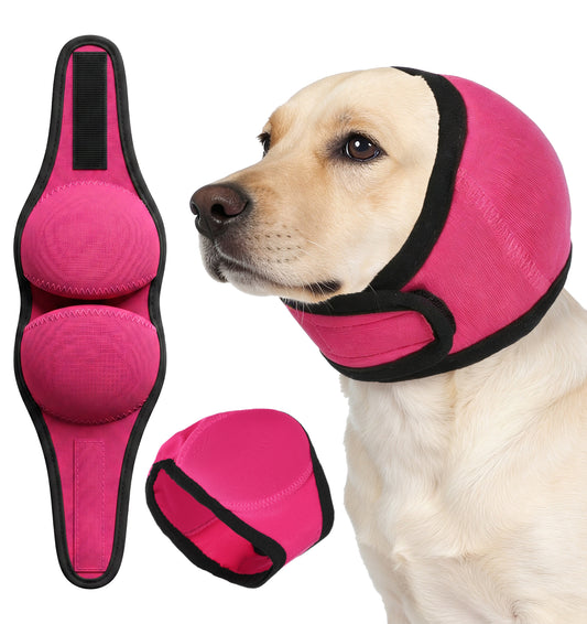 ValueBargain Dog Ear Defenders, Rose Red Waterproof Dog Ear Protectors for Bathing with Neoprene Material, Pet Ear Covers (Size M, 45 x 13 cm)