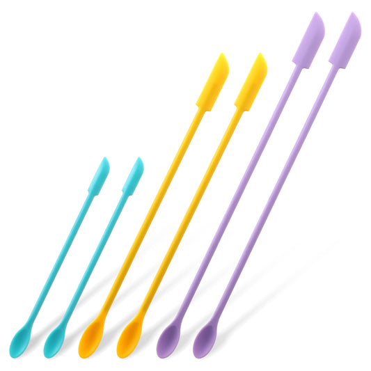 Elegaperma 6pcs Make up Spatula,Silicon Long Make up Bottle Scraper,3 Color