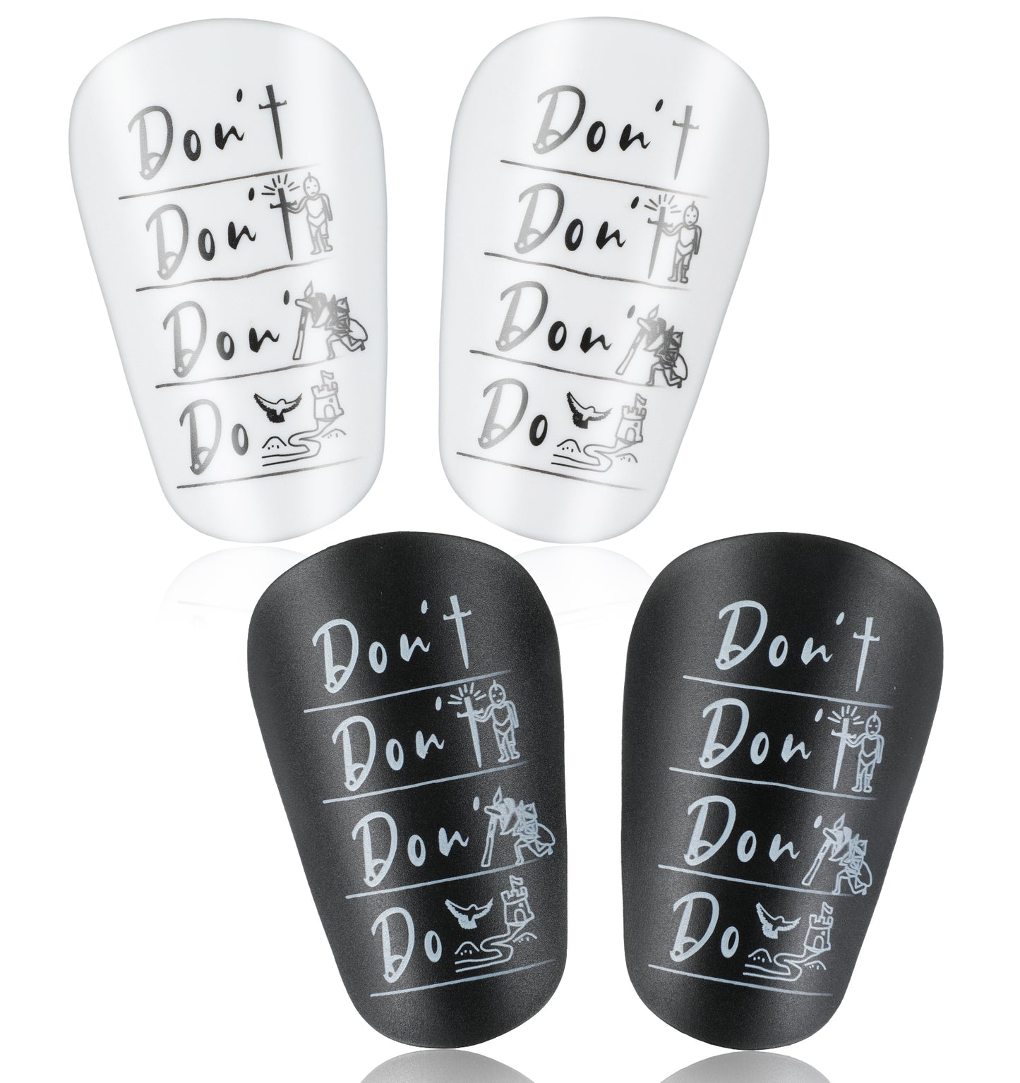 2Pairs Mini Shin Pads Football, Mini Shin Pads Football 3.94x2.36in for Teenagers & Adults, Protective Gear for Footballs Sports (Black ? White)
