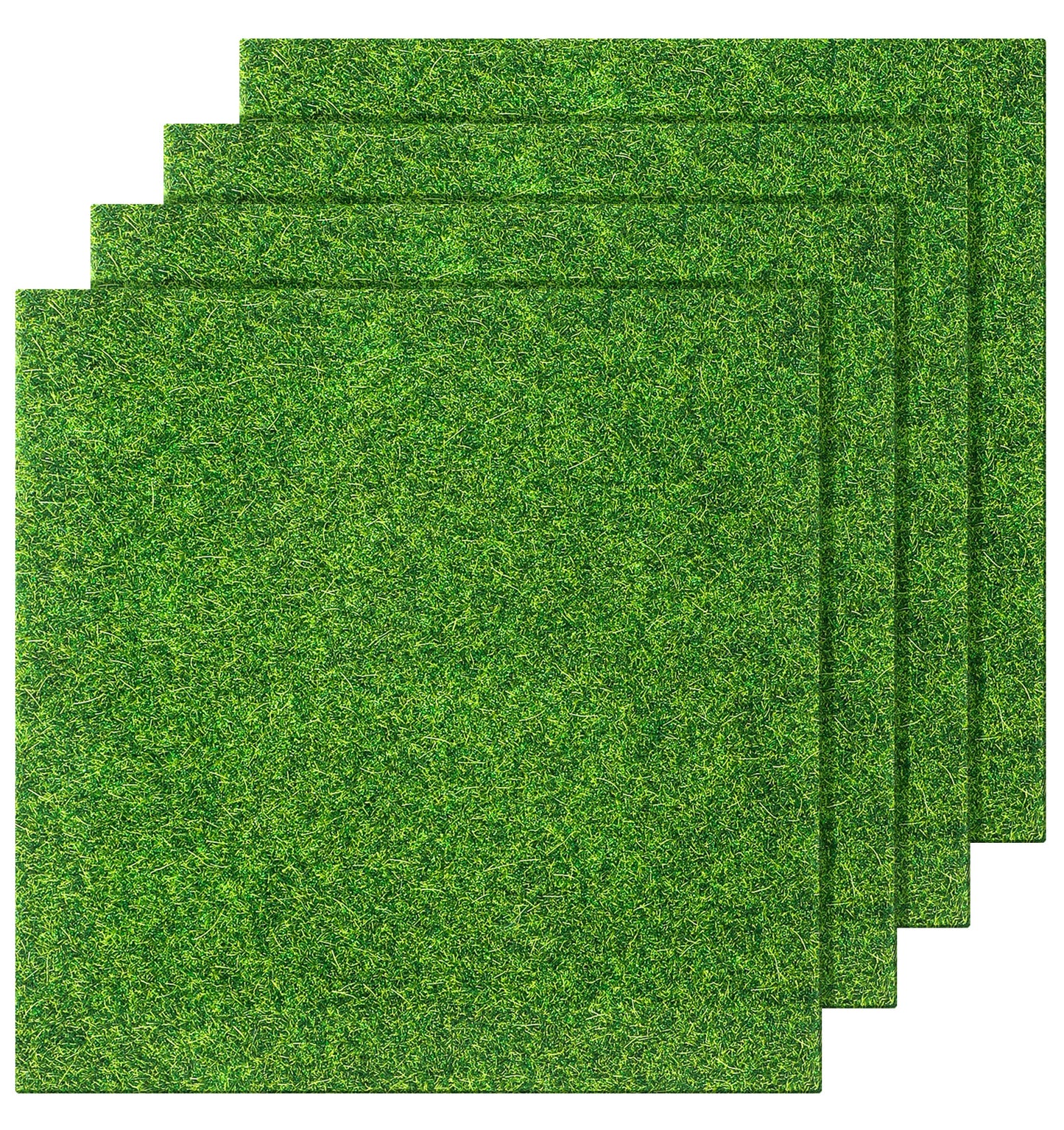 Thrymme 4 Packs Artificial Grass Tiles, Fake Grass 6 x 6 Inches Fairy Garden Turf, Simulation Moss Turf Miniature Ornament for Dollhouse DIY Decoration