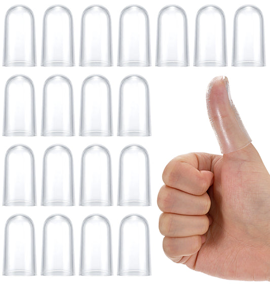 20 Pcs Thumb Protector, Transparent Silicone Finger Protectors & Thumb Guard for Wounds, Cuts & Blisters (2 x 4 cm)