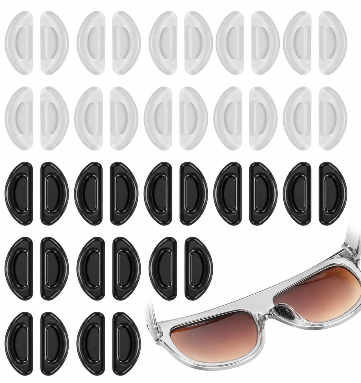 Spectacle Nose Pads, 20pair Silicone Nose Pads for Glasses