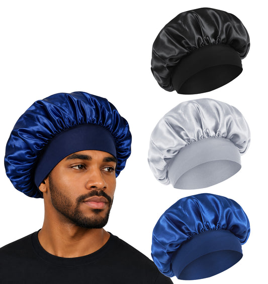 3 Pcs Bonnet for Men, Bonnet Men for Sleeping Satin Sleep Cap