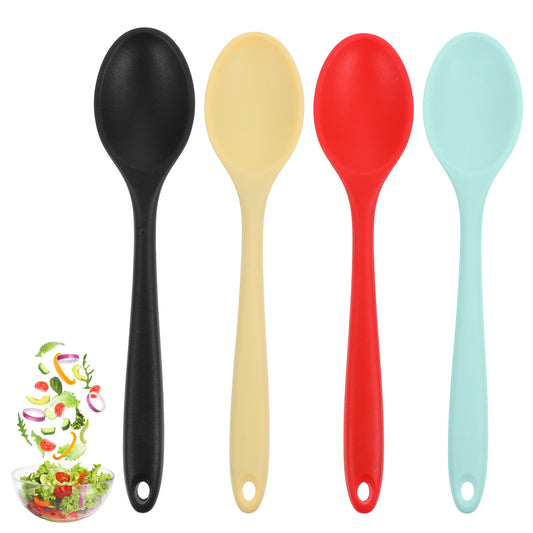 Classicseali 4PCS Silicone Spoons for Cooking, Heat Resistant Mini Silicone Spoon, 7.87'' Silicone Spoon Small, for Stirring, Baking & Mixing, Dishwasher Safe, 4 Colors