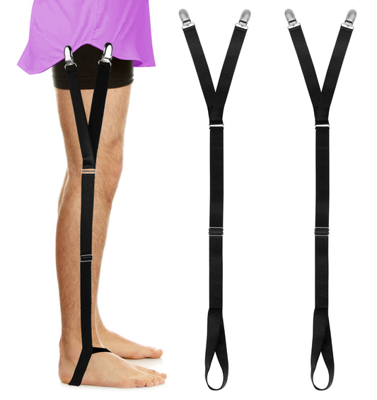 ValueBargain 2PCS Shirt Stays for Men, Adjustable Shirt Garters with Non-Slip Sock Clamps, Elastic Shirt Stays Straps Holders Keepers Shirt Tucked in for Men Uniform & Daily Wear
