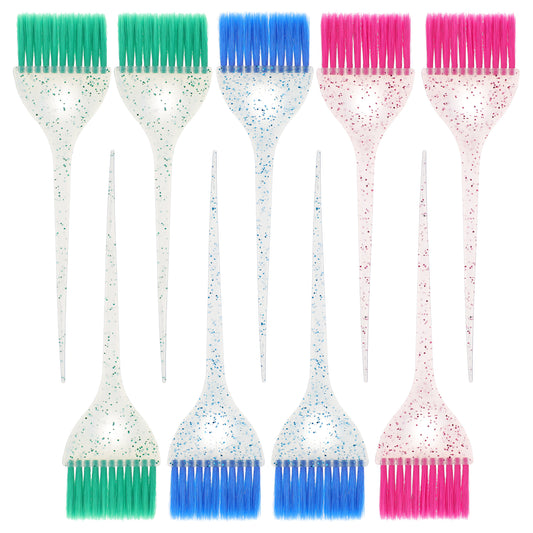 Classicseali 9pcs Hair Coloring Brush, Color Brushes for Hair Stylist with Glitter Handles, 8.5 X 2.2 In Hairs Dye Brush for Highlighting, Tint and Coloring Hairs Section, Salon Use Home DIY, 3 Colors