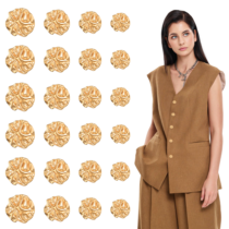 24Pcs Gold Buttons for Clothes for Blazer, Irregular Shape (4 Sizes)