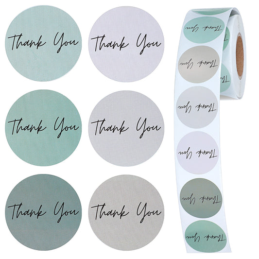 Guduling Thank You Stickers for Packaging, 1000pcs 1 Inch Thank You Labels Stickers for Small Business, Green & Gray Self-Adhesive Round Sticker for Gifts, Envelopes, and Crafts
