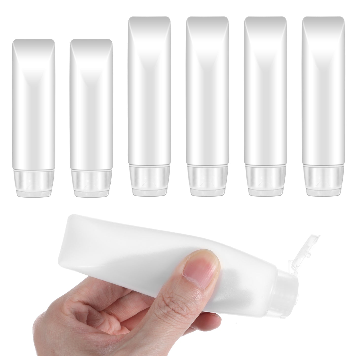 Oruola 6pcs Travel Bottles,30ml & 50ml Clear Plastic Empty Squeeze Bottle,Transparent Refillable Cosmetic Containers Travel Size Bottles,Leak Proof Small Squeeze Bottles for Toiletries,Makeup,Shampoo