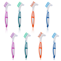 Classicseali 8pcs Denture Toothbrush,Sanitary Denture Cleaning Brush, Multi-Layer Bristles, Double-Sided Retainer Cleaning Brushes, for Dentures Care, Blue, Purple, Green, Orange
