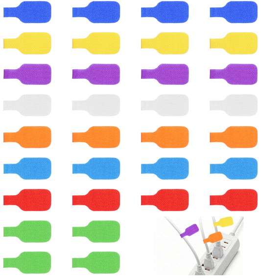 32 Pcs Cable Labels Tags Write On, 8 Colors Cable Identification Tags for Electronics Wire Organization, Reusable Handwriting Cables Markers (4.5 * 2 cm)