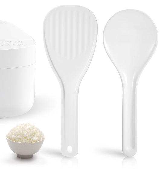 Rice Spoon, 2 Pcs White Non-Stick Rice Paddle, Food Grade PP Acrylic Spatula for Electric Rice Cooker Home Kitchen Cooking Serving