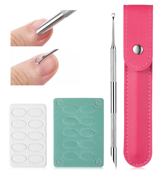 Cuticle Remover Tool, Double Ended Nail Cuticle Pusher, Cuticle Scraper Tool with 100/240 Grit Nail Scraper & Storage Bag, Professional Manicure Tools for Home Salon Use