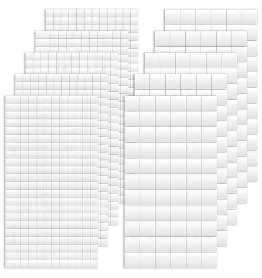 Thrymme 1650Pcs Foam Sticky Pads, 10 Sheets White Double Sided Foam Pads, 2 Sizes Self Adhesive Foam Dots for DIY Arts Crafts & Office Supplies