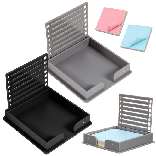 Classicseali 2pcs Sticky Note Stencil, Cute Sticky Note Holder for Desk, Black & Gray 3 x 3 Inch Sticky Notes Holders Organizer with Stencil Template for Office and Home