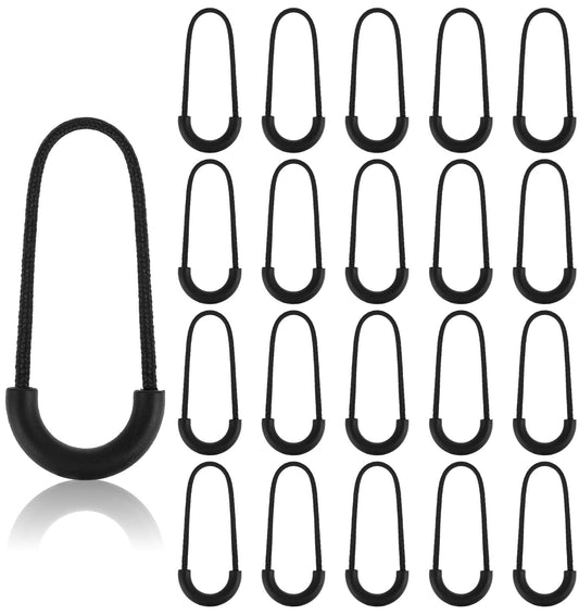 20 Pcs Zipper Pulls, Black U-Shaped Nylon Replacement Zipper Pulls for Backpacks, Luggage, Purses & Clothing Repair