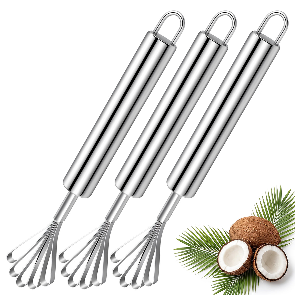 Elegaperma 3Pcs Coconut Scraper, Durable Stainless Steel Coconut Shredder
