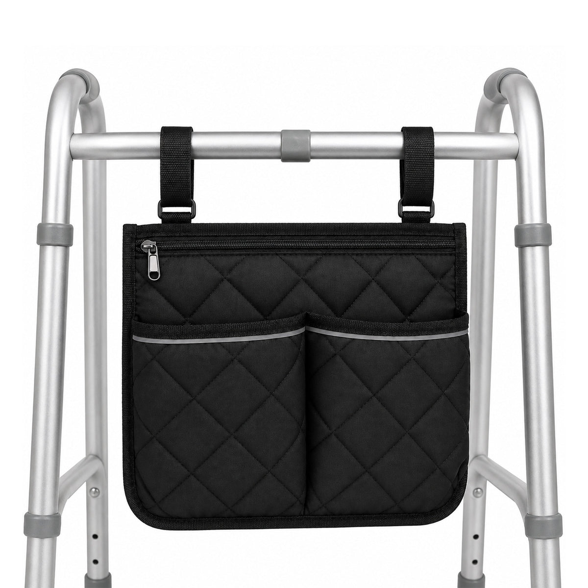 Zimmer Frame Bag with Reflective Safety Strips,Wheelchair Storage Organiser