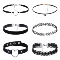 ValueBargain 6 Pcs Black Choker Necklace for Women, Classic Velvet Lace Choker Necklaces, Stretchy Gothic Emo Chokers Jewellery Perfect for Party Dress Music Festival Decorations, Black