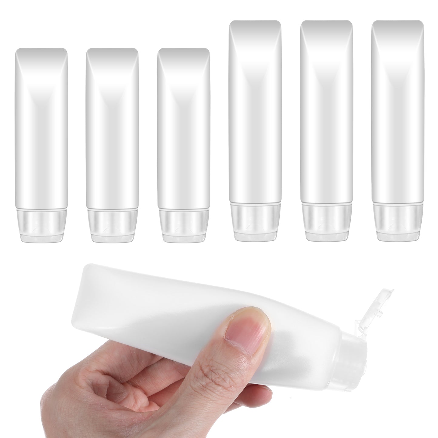 oruola 6pcs Travel Bottles,30ml & 50ml Clear Plastic Empty Squeeze Bottle,Transparent Refillable Cosmetic Containers Travel Size Bottles,Leak Proof Small Squeeze Bottles for Toiletries,Makeup,Shampoo